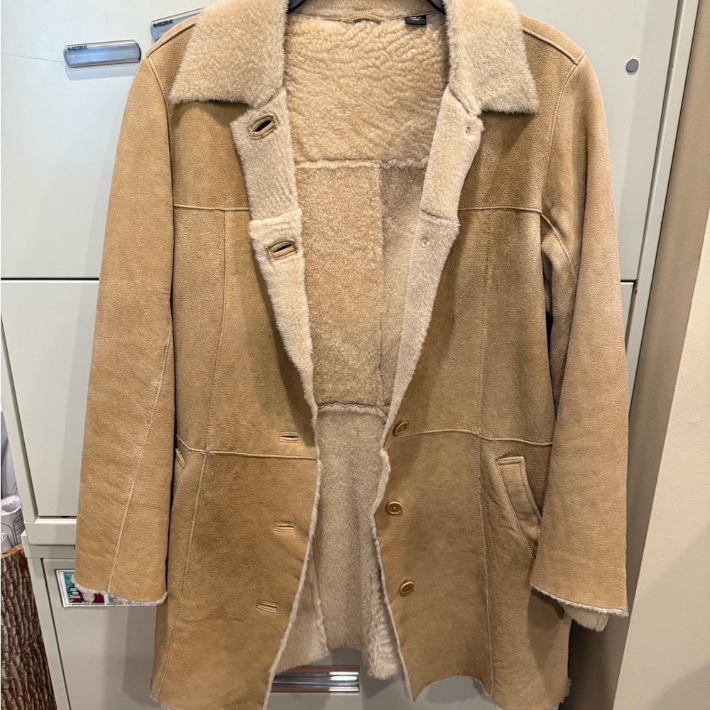 Tan Shearling Leather Jacket - image 1